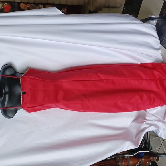 Nadine vintage Prom Dress, Red, rhinestones, made in the USA - Picture 1 of 7